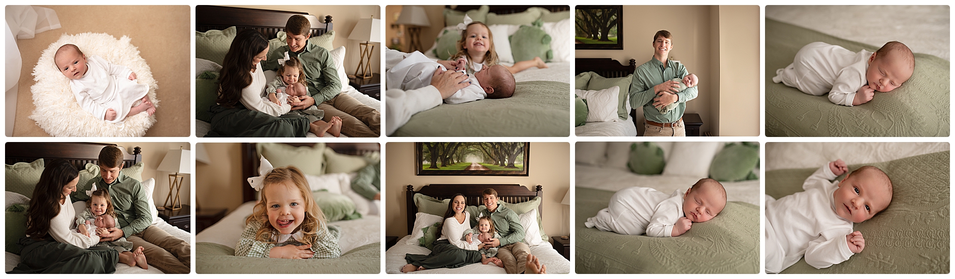 "Family relaxing with newborn baby at home photographed by Charleston newborn photographer"