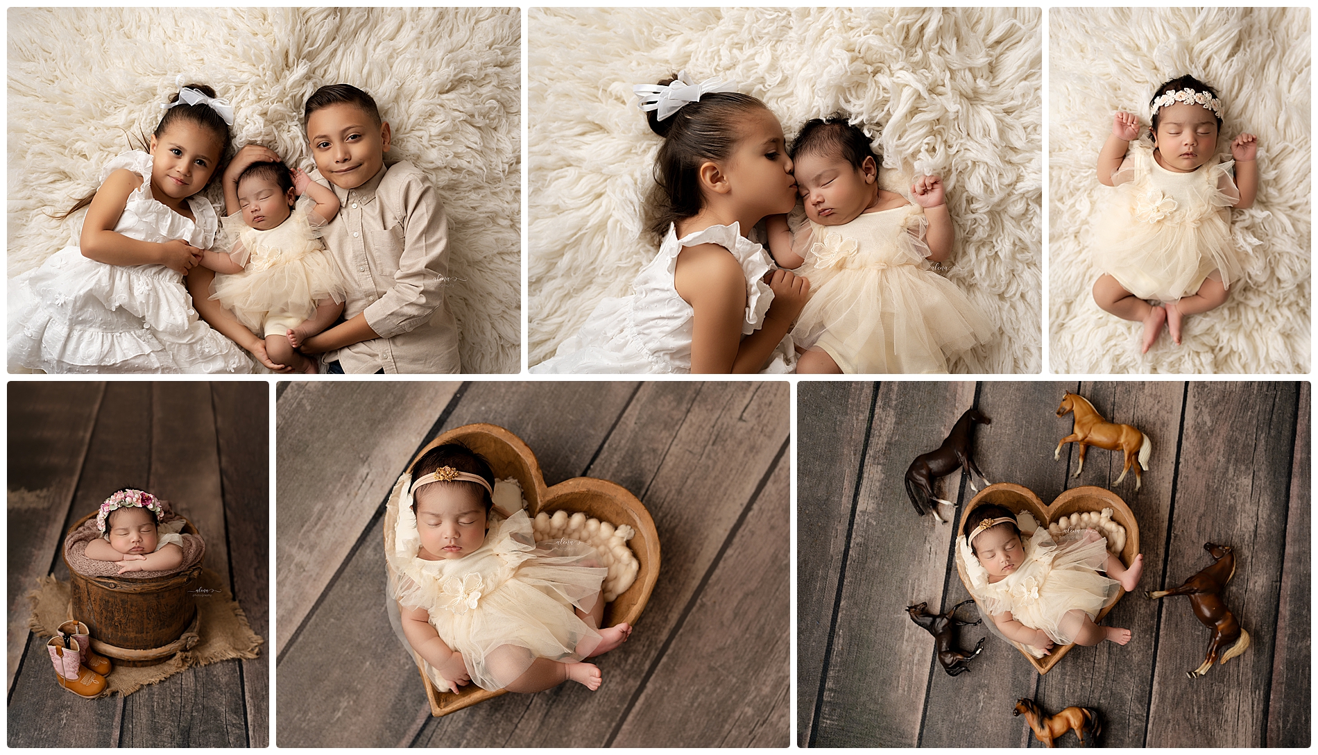 "Fine art newborn portrait featuring swaddled baby at Alena Photography studio in Charleston"