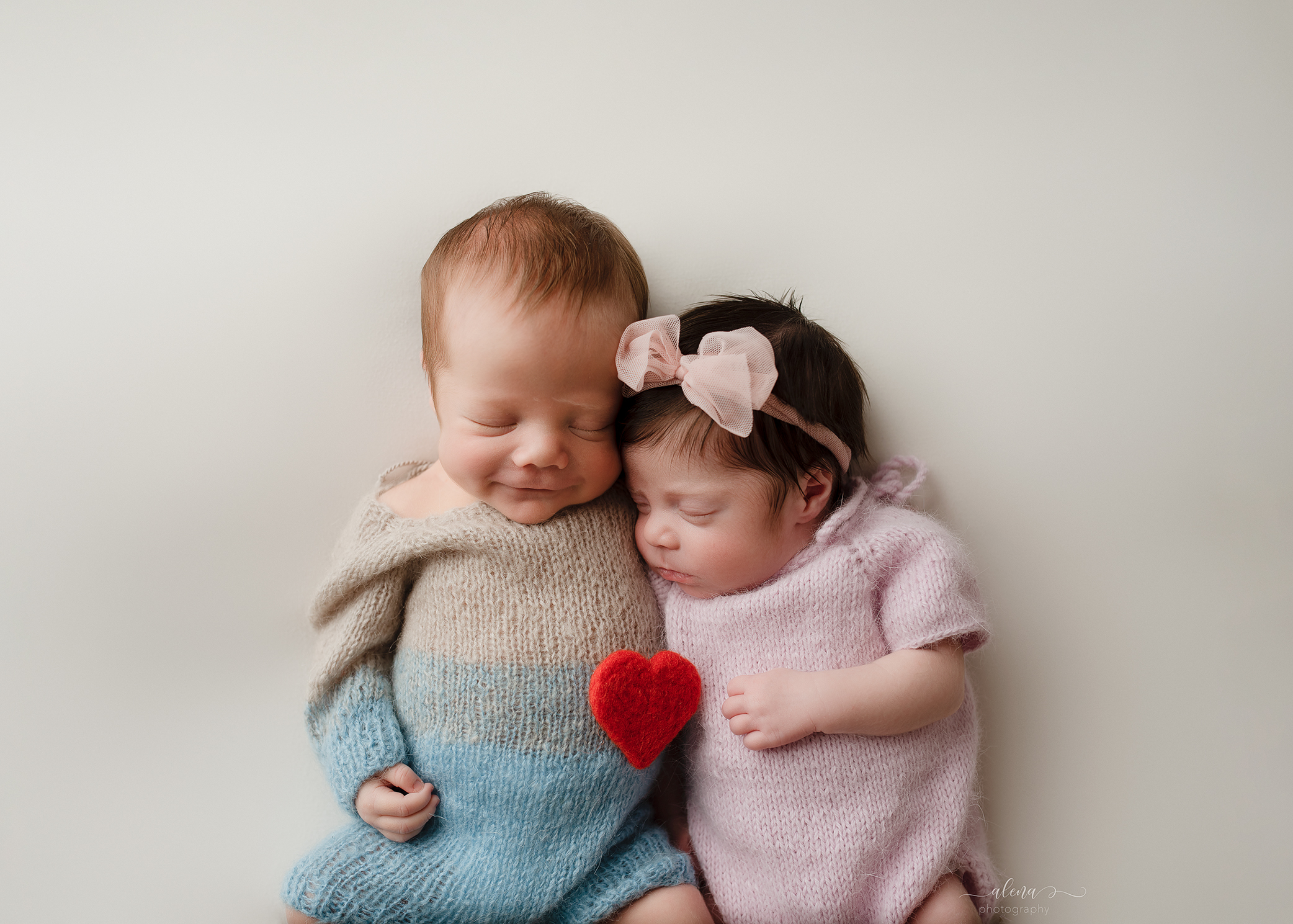 newborn twin boy and girl photo session